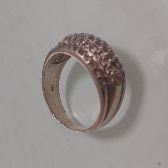 925 Sterling Stamped Pave Set Gemstone Ring Size 10 - Picture 2 of 8